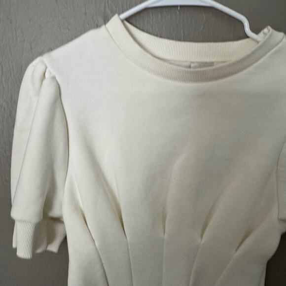 ANTHROPOLOGIE Maeve Puff-Sleeve Pleated-Waist Peplum Top Size Sweatshirt Size SP - Picture 3 of 8